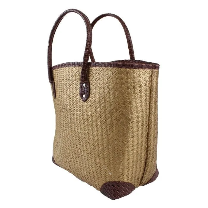 2391L Large Flat Woven Tote/Beach Bag