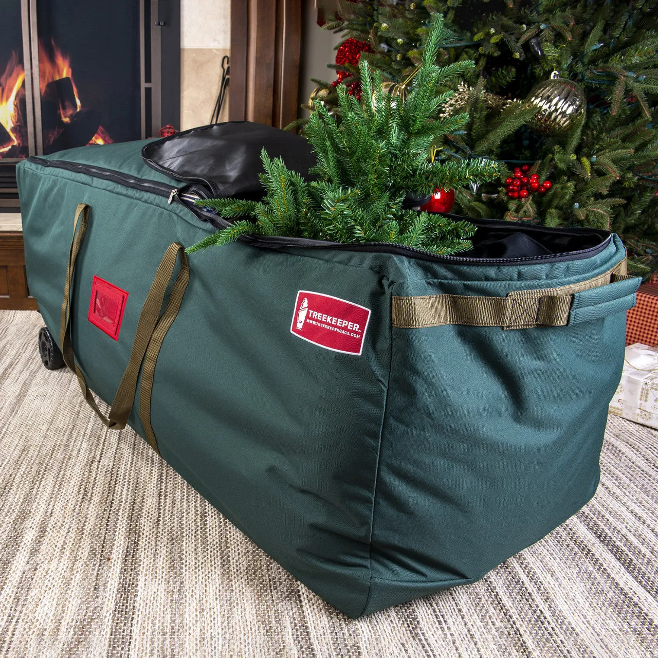 58" Green No Drag Big Wheel Christmas Tree Storage Duffel Bag