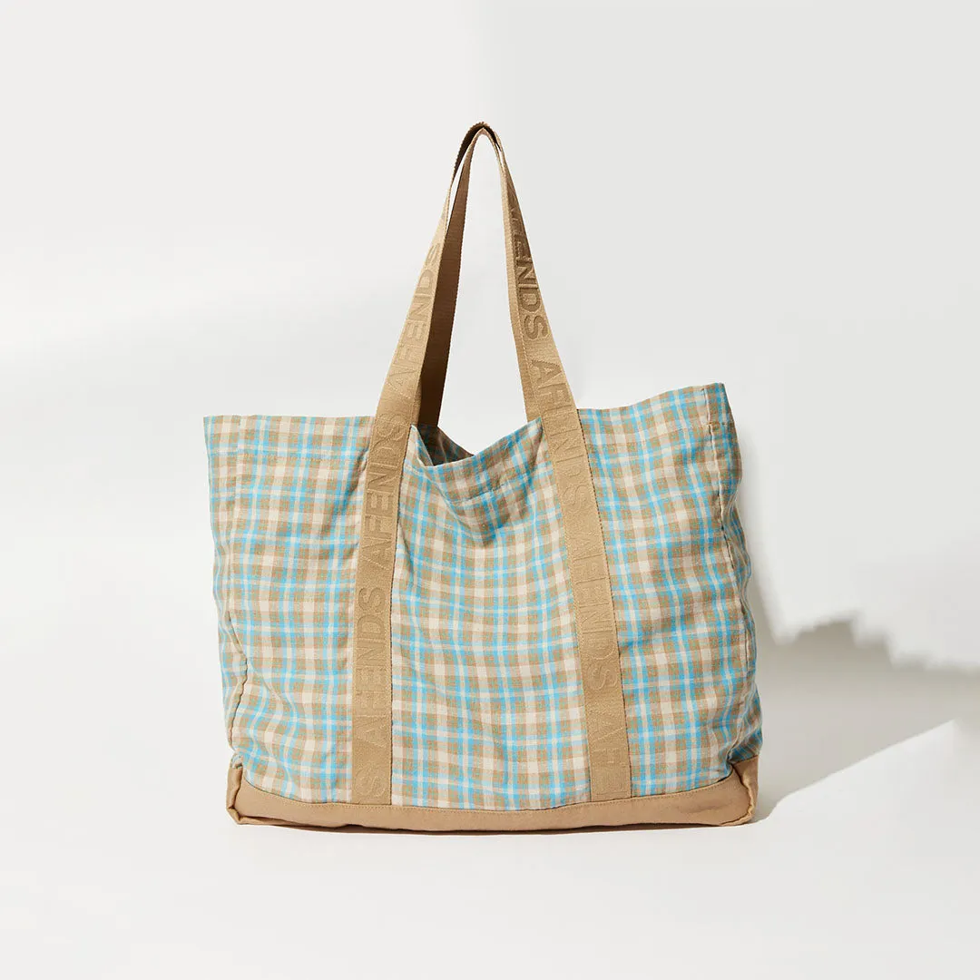 AFENDS Unisex Millie - Oversized Tote Bag - Tan Check