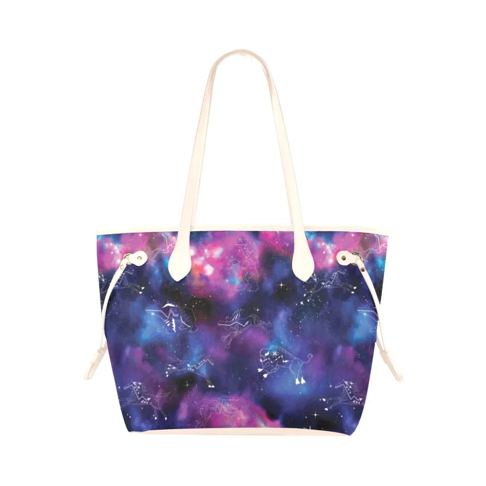 Animal Ancestors 1 Blue and Pink Clover Canvas Tote Bag