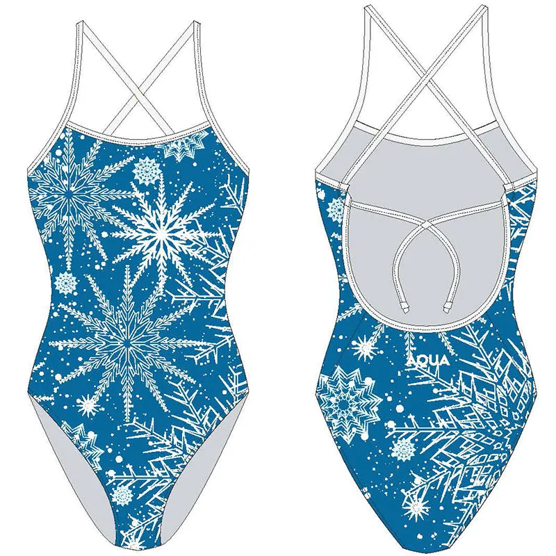 AQUA - Xmas Women Tie Back One Piece - Blue