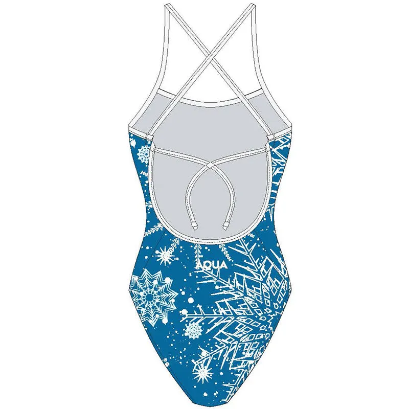 AQUA - Xmas Women Tie Back One Piece - Blue