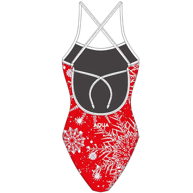 AQUA - Xmas Women Tie Back One Piece - Red