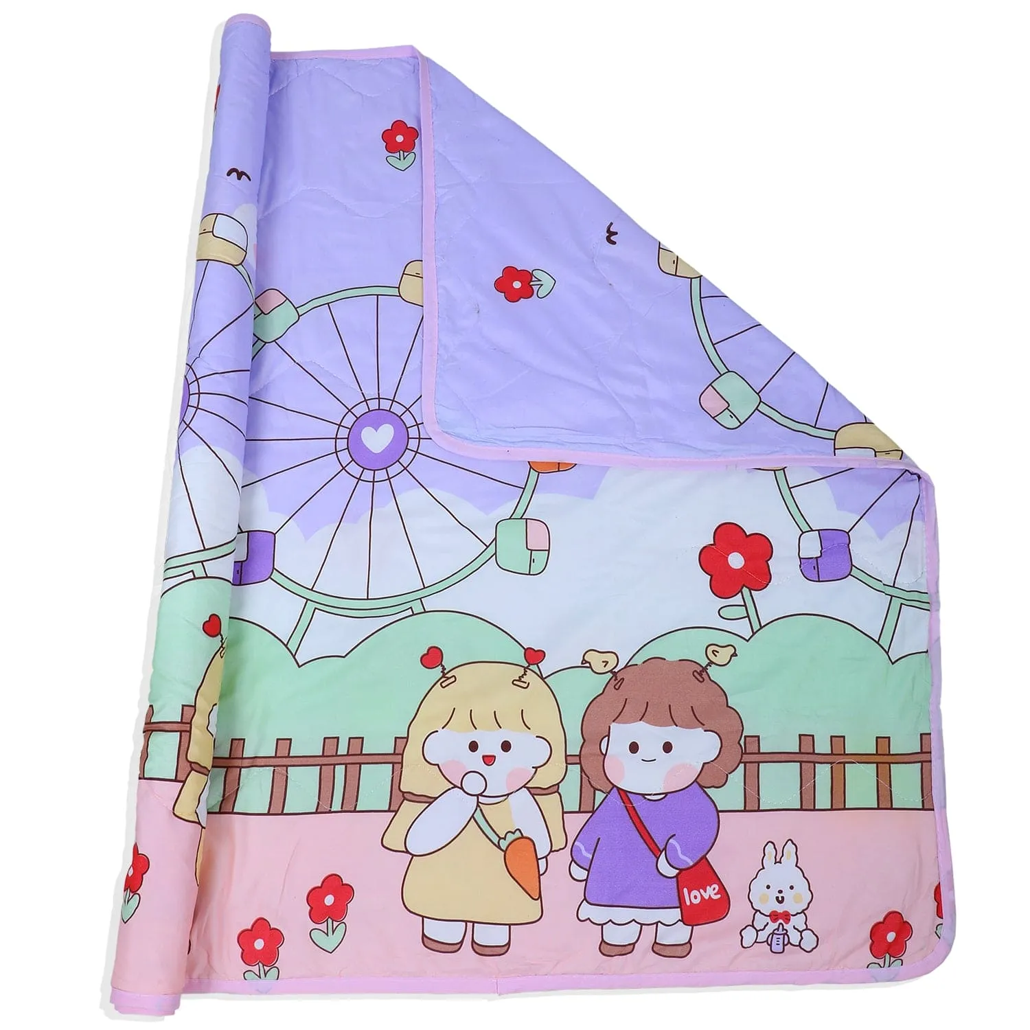 Baby Moo Ferris Wheel Soft Quilted Premium Reversible Blanket - Multicolour