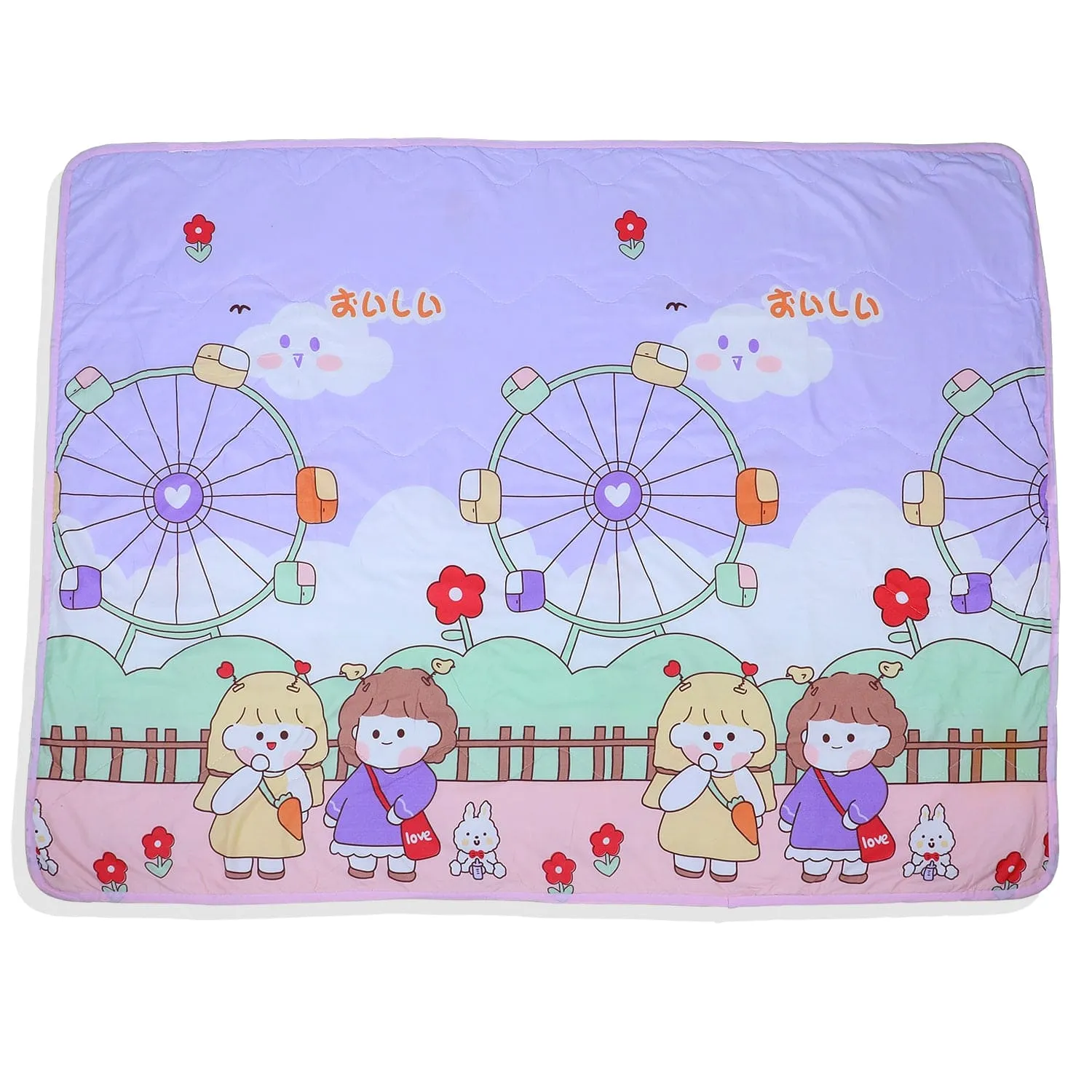 Baby Moo Ferris Wheel Soft Quilted Premium Reversible Blanket - Multicolour