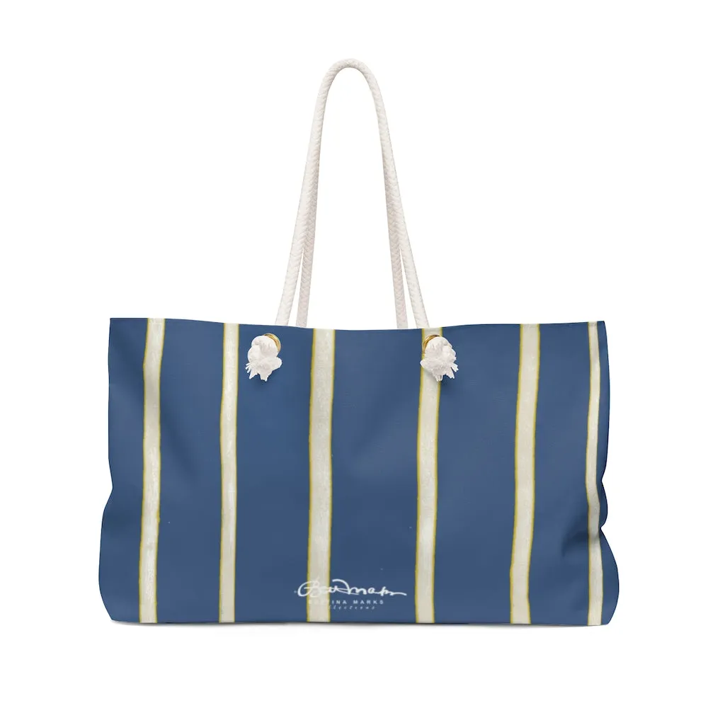 Blue Yellow WhiteStripe Weekender Bag