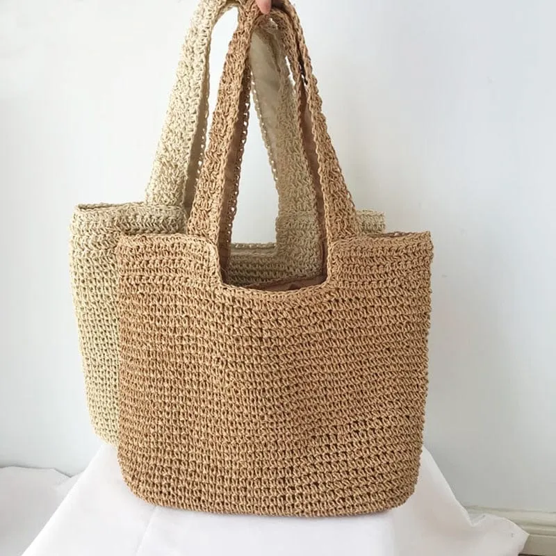 Boho Woven Beach Tote Bag