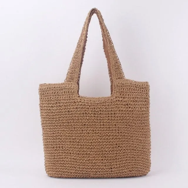 Boho Woven Beach Tote Bag