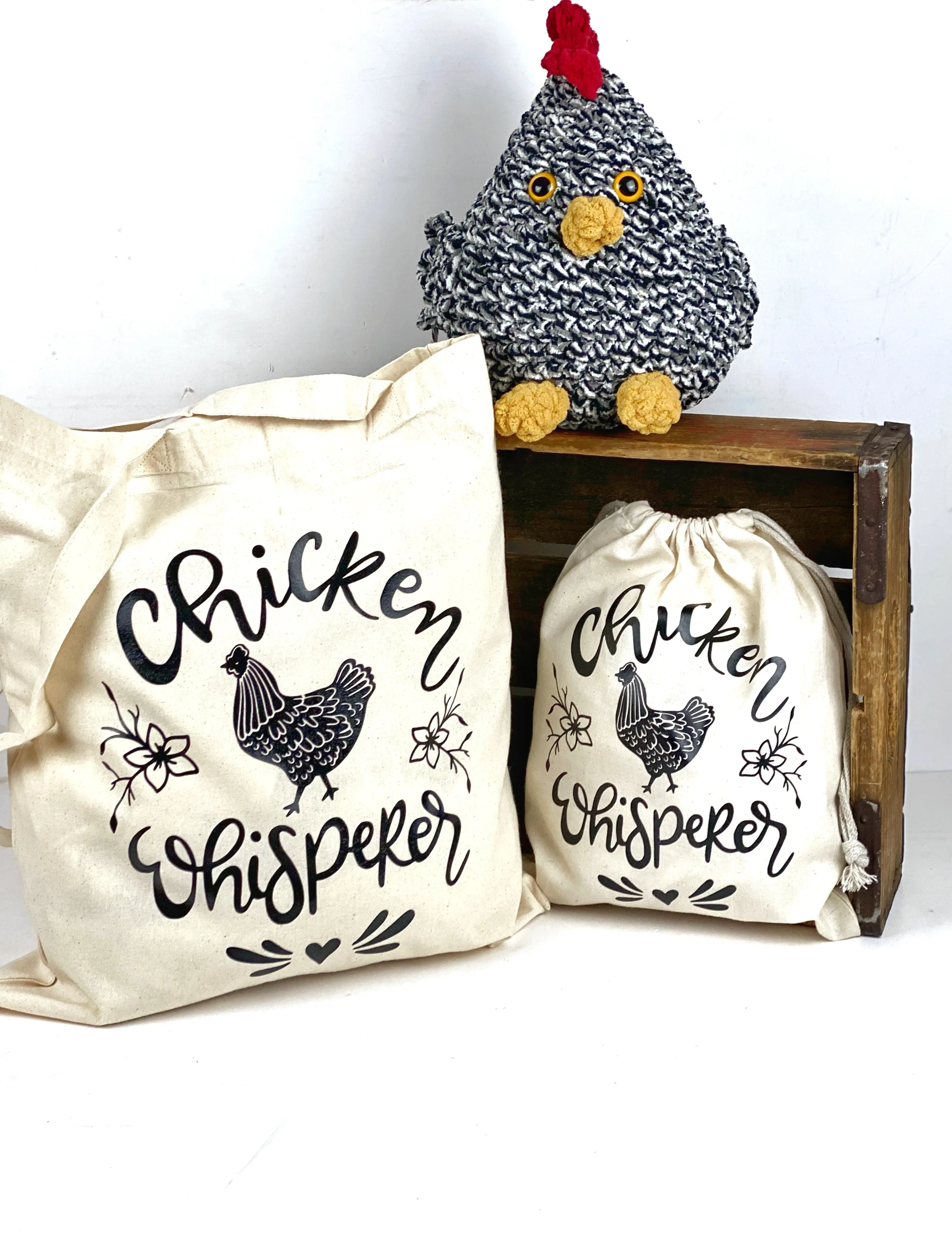 Chicken Whisperer Cotton Tote Bag, Lightweight Thin Natural Cotton Tote Bag, Chicken Reusable Tote Bag, Chicken Whisperer Tote, Farmers Market Bag