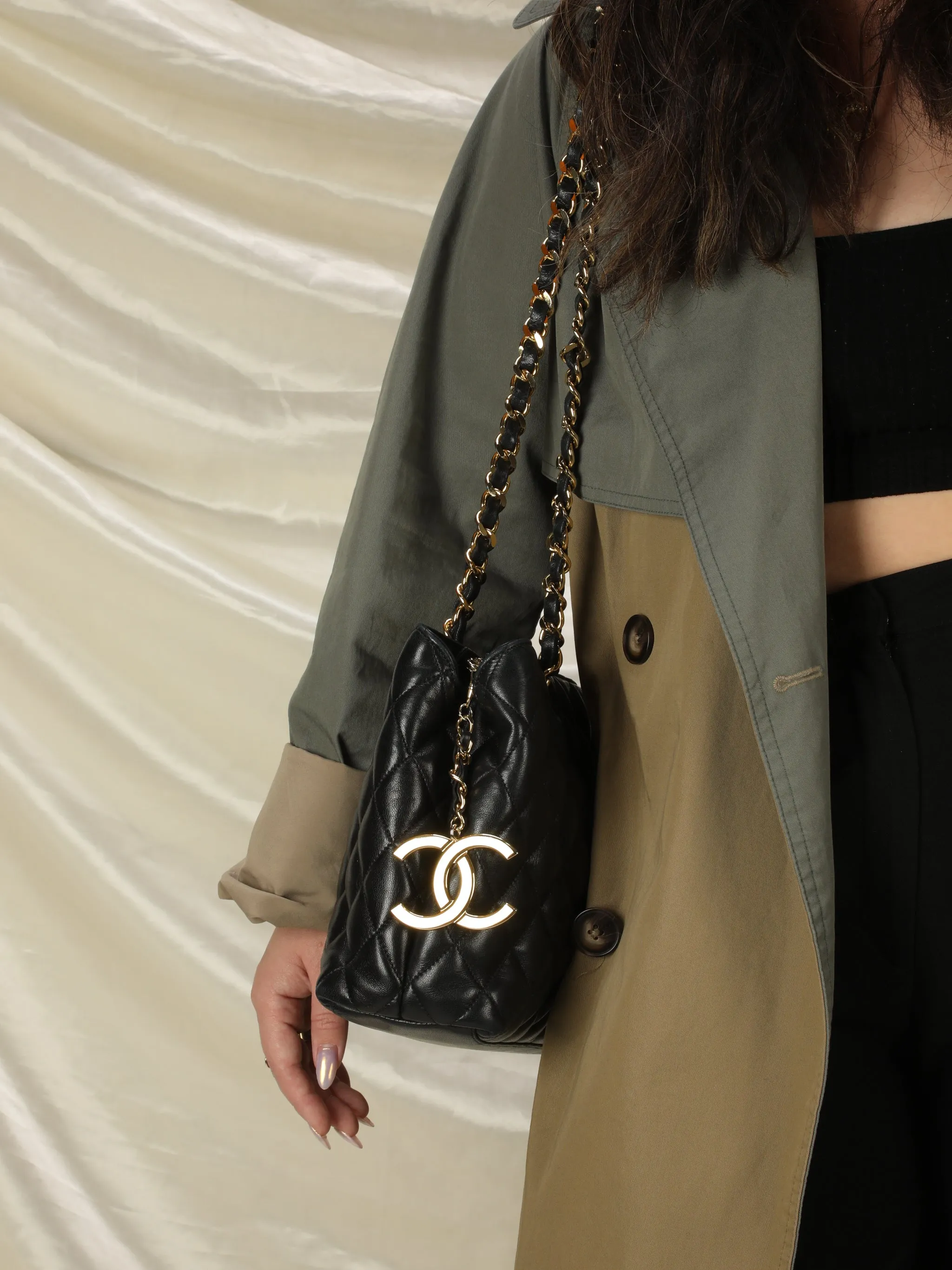 CL Lambskin Quilted Chain Shopper Tote