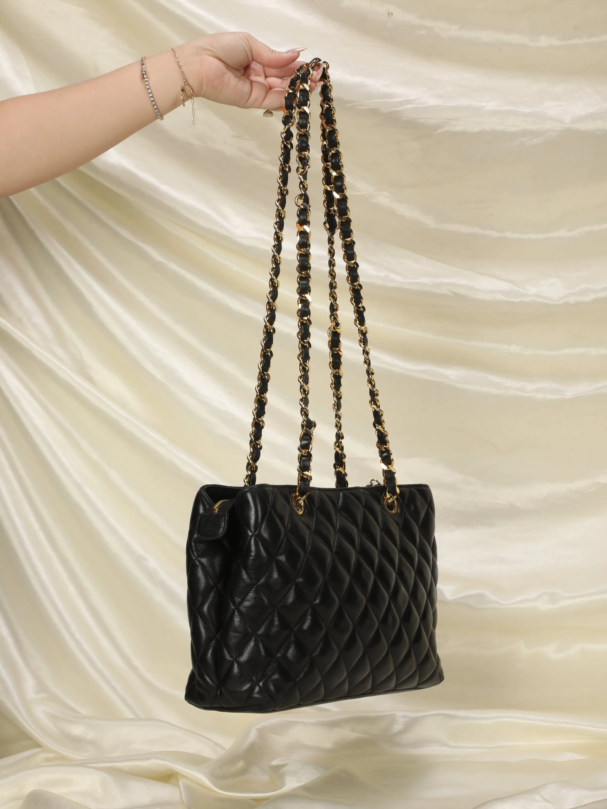 CL Lambskin Quilted Chain Shopper Tote