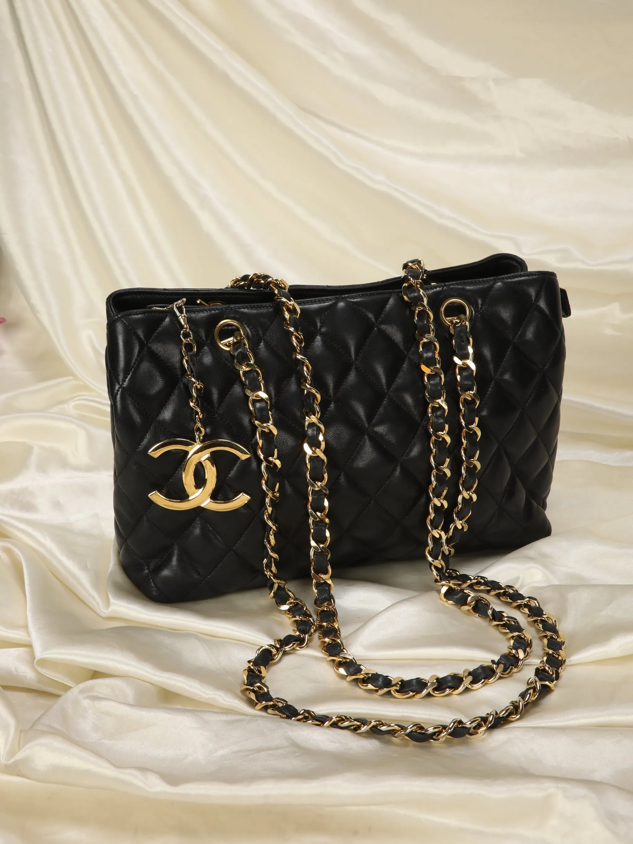 CL Lambskin Quilted Chain Shopper Tote