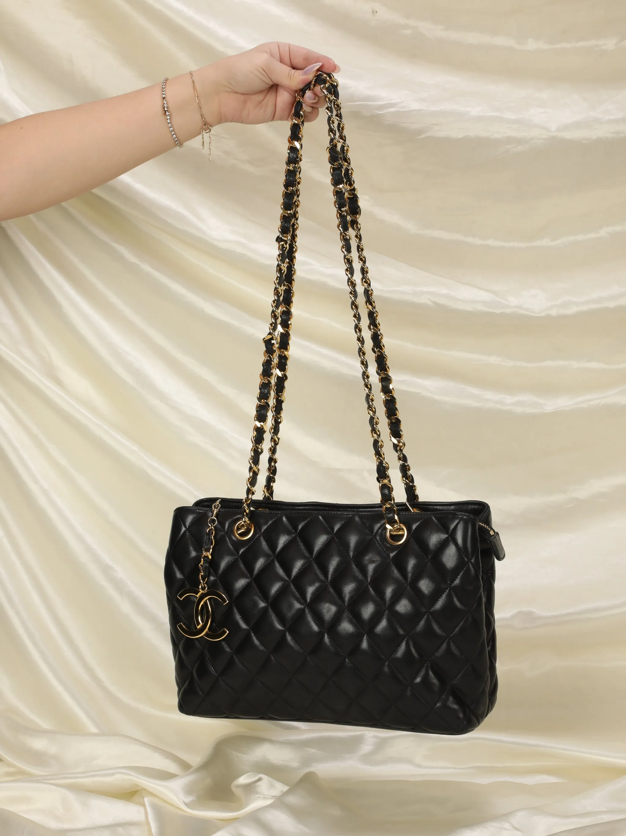 CL Lambskin Quilted Chain Shopper Tote