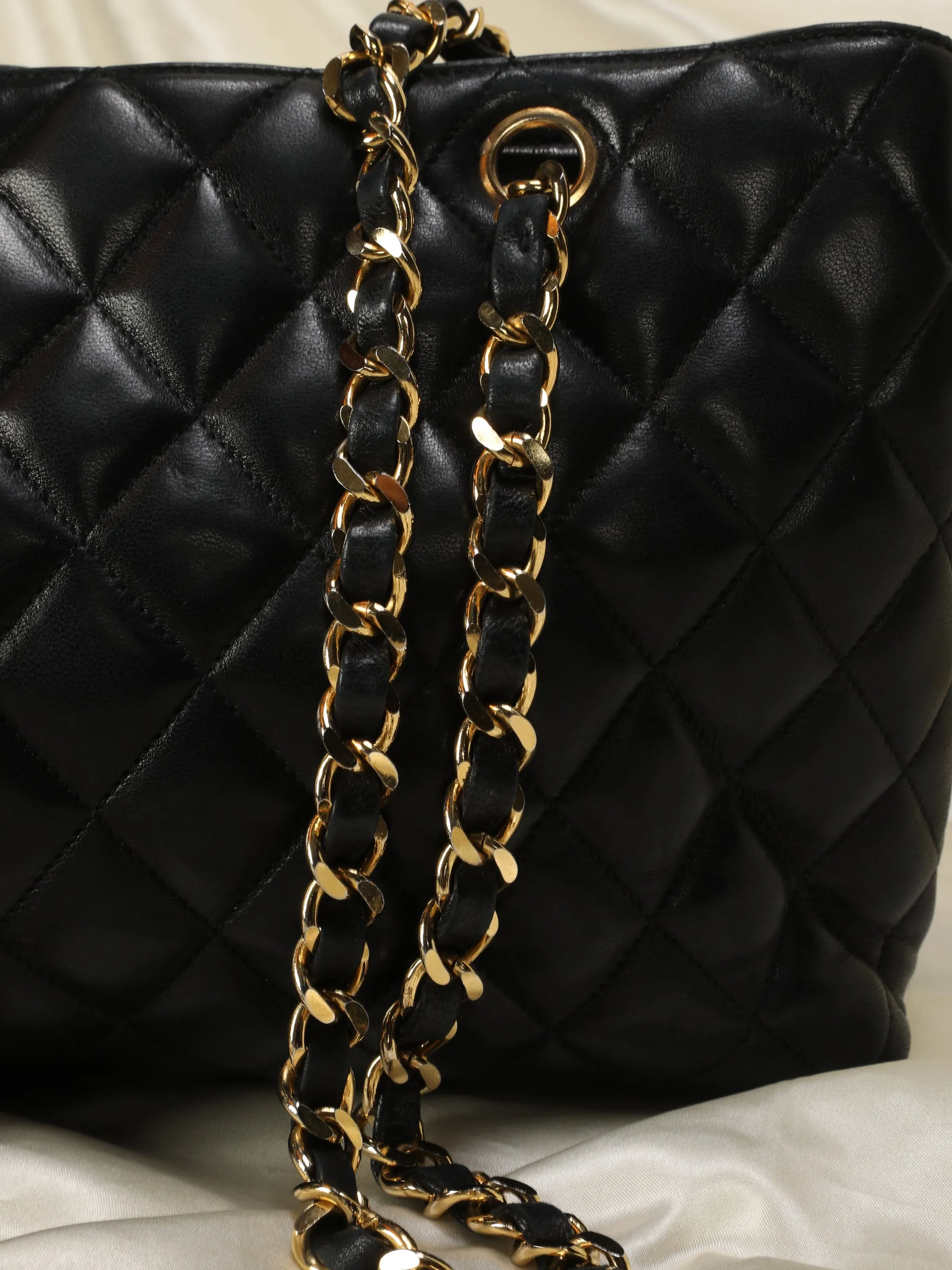 CL Lambskin Quilted Chain Shopper Tote