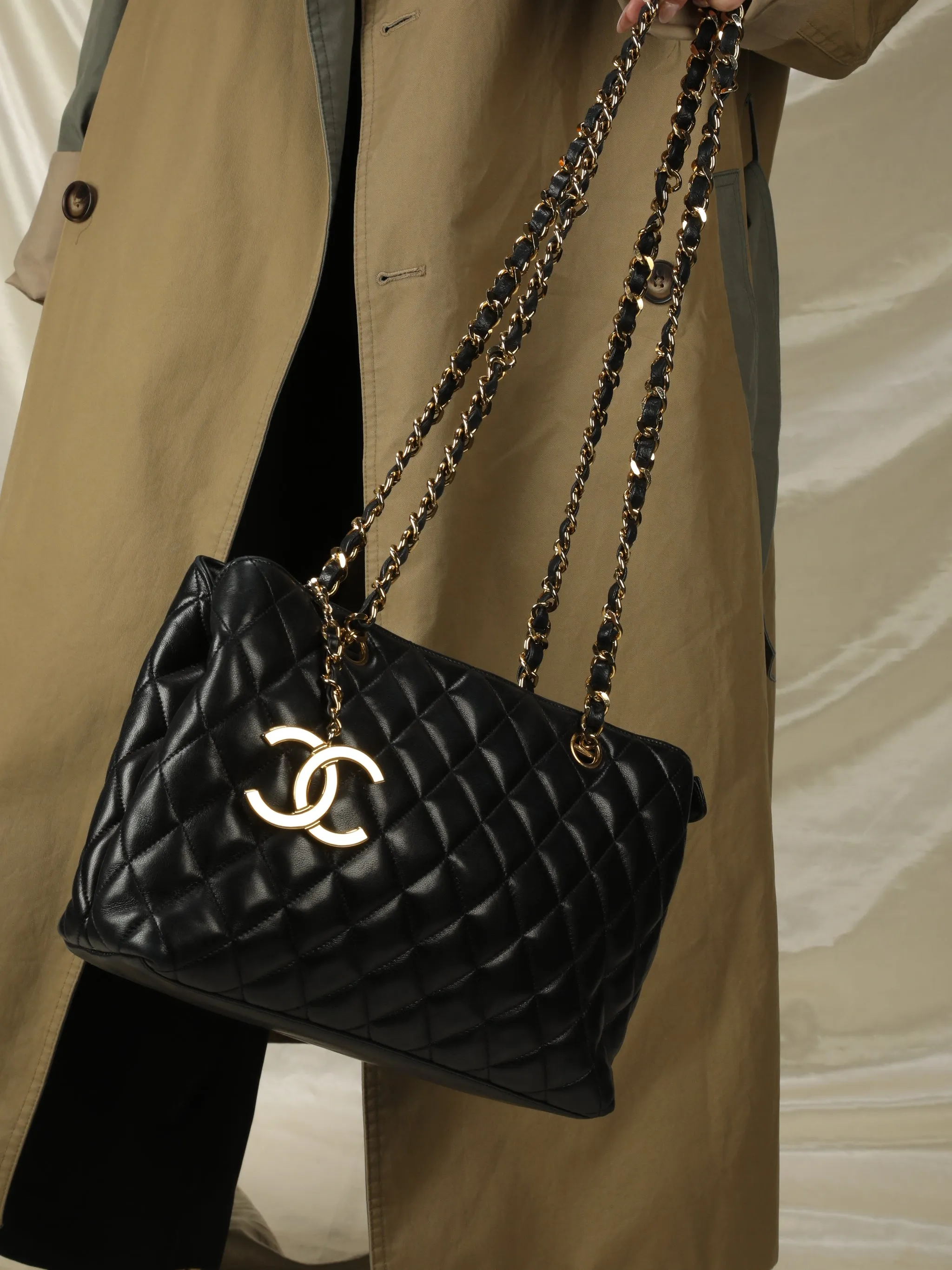 CL Lambskin Quilted Chain Shopper Tote