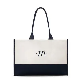 Classic Script Initial Tote - Navy Letter "D"