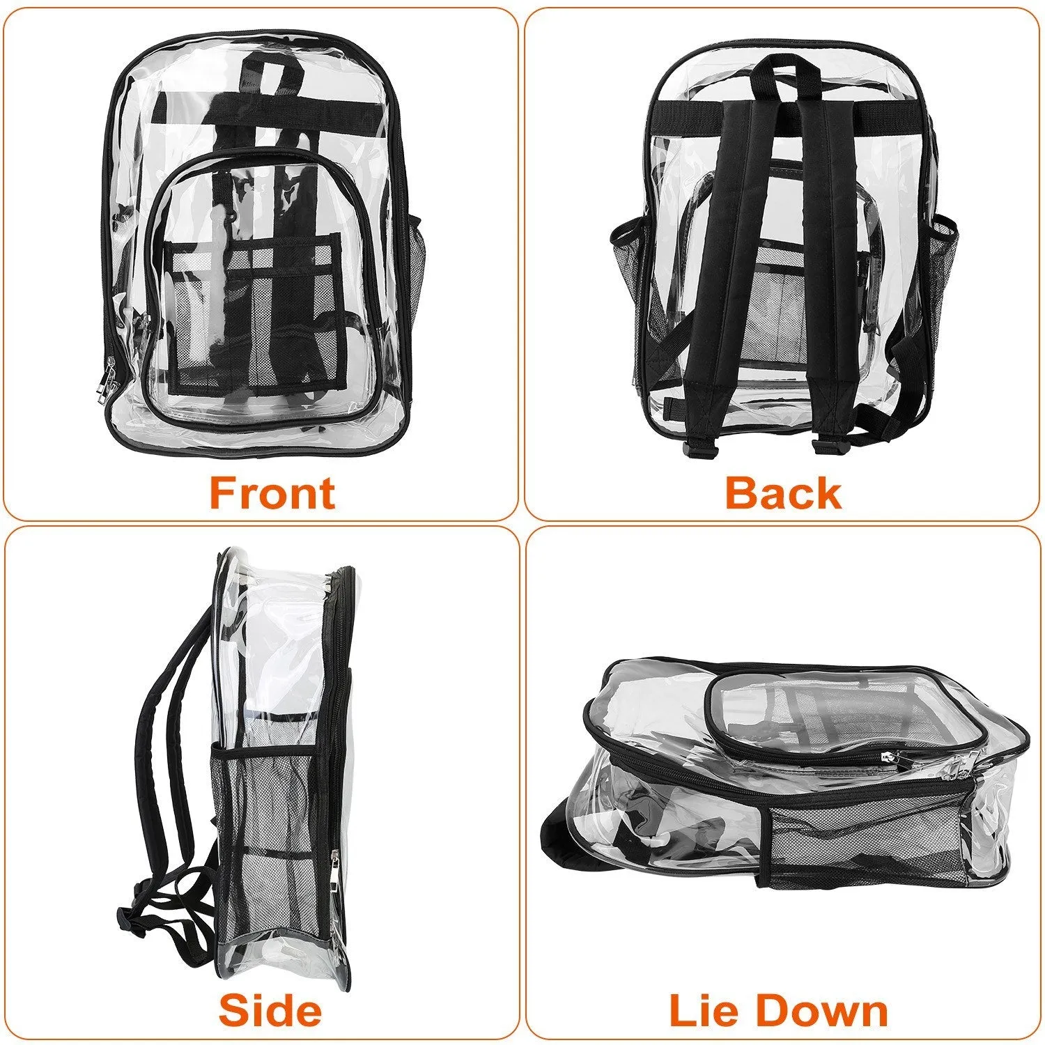 Clear Backpack Heavy Duty Transparent Book Bag Waterproof PVC Clear Backpack 5.3Gal with Reinforced Strap