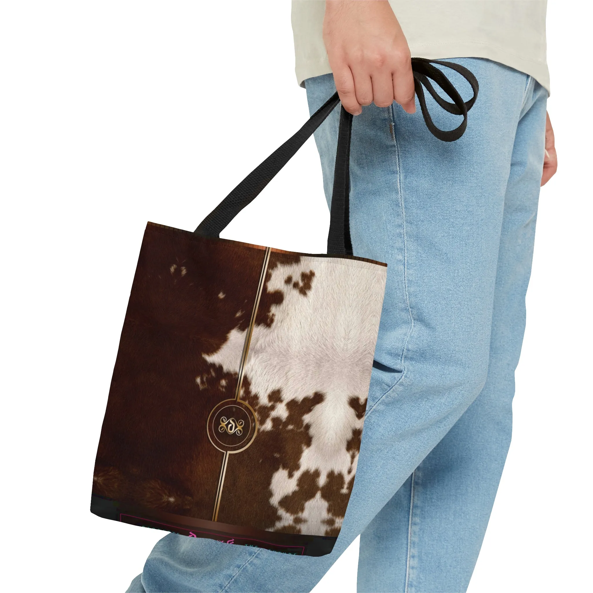 Cow Print Tote Bag Canvas Handbag Cow Skin Bag Cowhide Tote Bag in 3 Sizes  | 11000