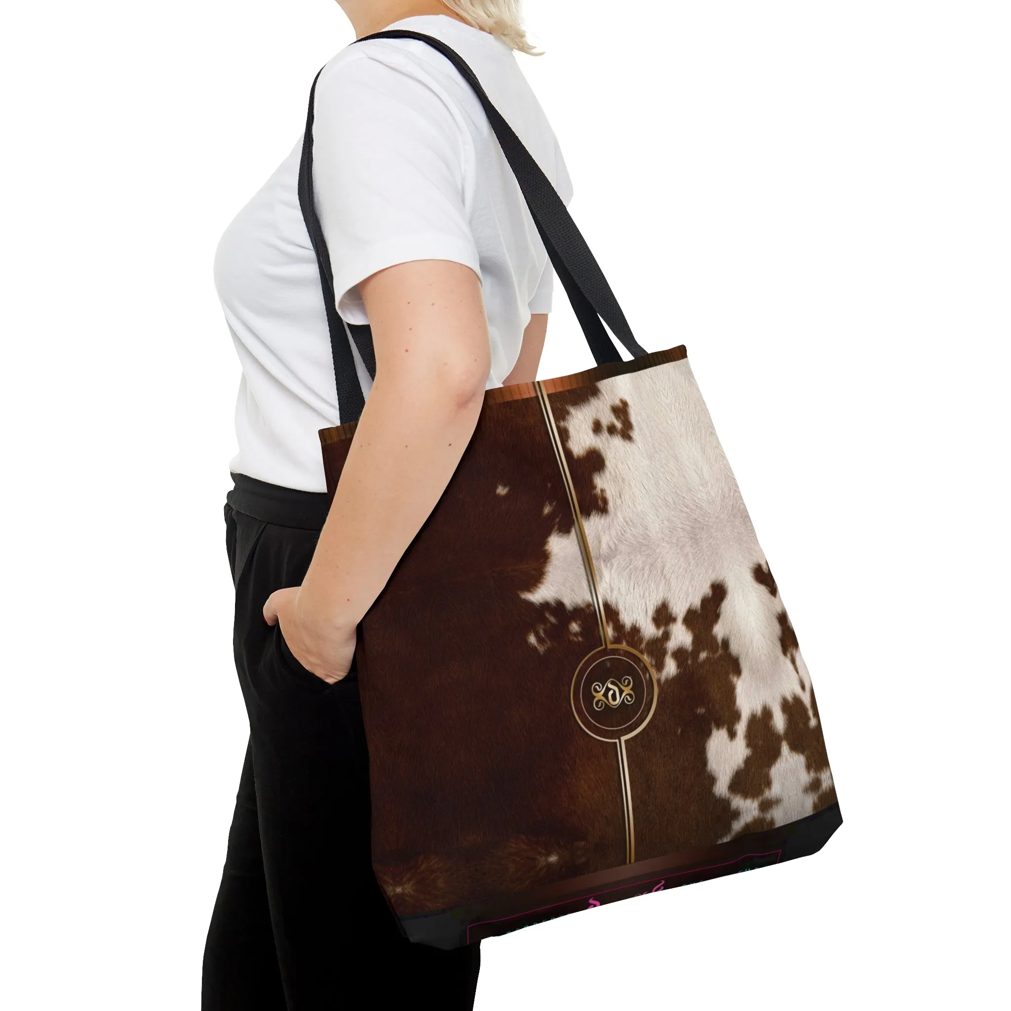 Cow Print Tote Bag Canvas Handbag Cow Skin Bag Cowhide Tote Bag in 3 Sizes  | 11000