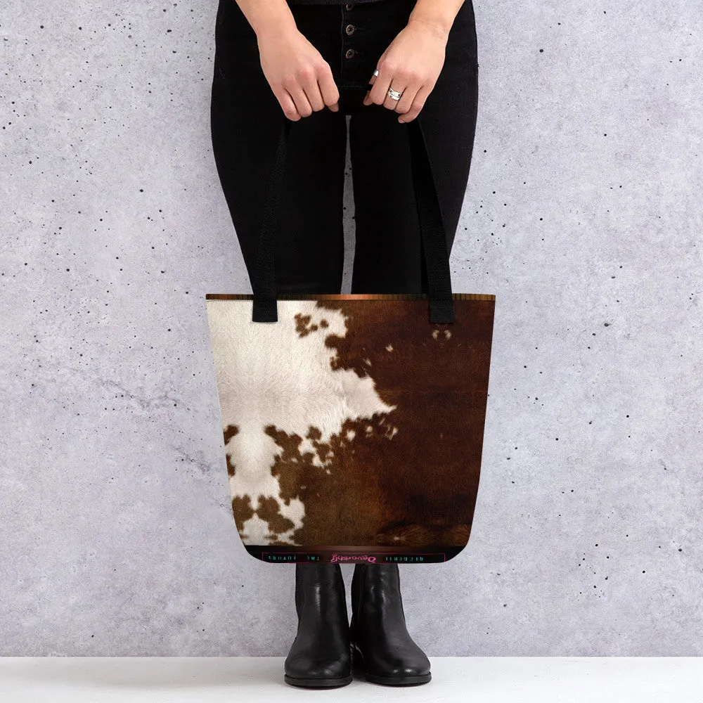 Cow Print Tote Bag Canvas Handbag Cow Skin Bag Cowhide Tote Bag in 3 Sizes  | 11000