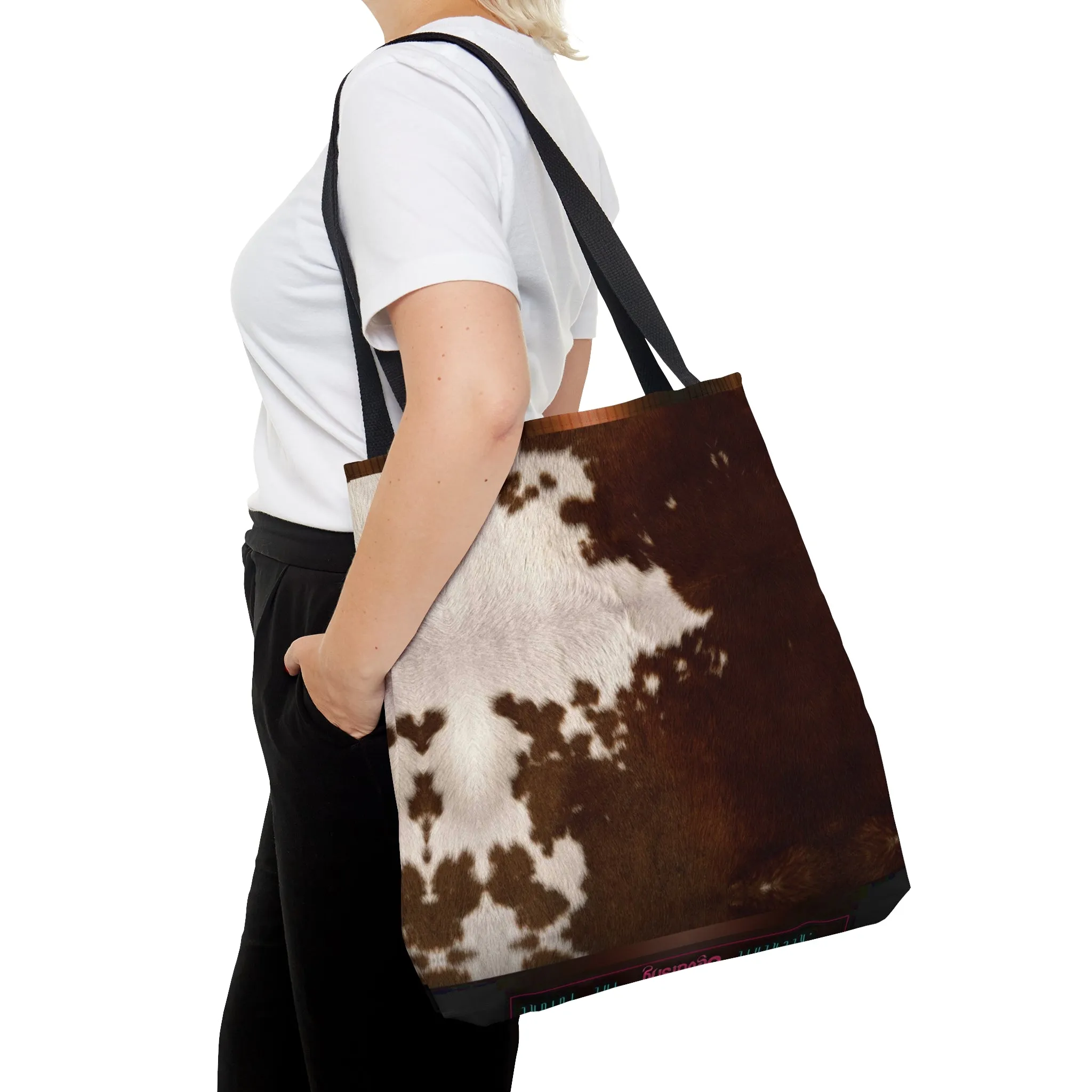 Cow Print Tote Bag Canvas Handbag Cow Skin Bag Cowhide Tote Bag in 3 Sizes  | 11000