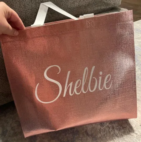 Custom Rose Gold Tote Gift Bags -Personalized Bridesmaid Beach Bag -  Beach Bags - Beach Tote Bag with Name - Wedding Favor Bridesmaid Gift