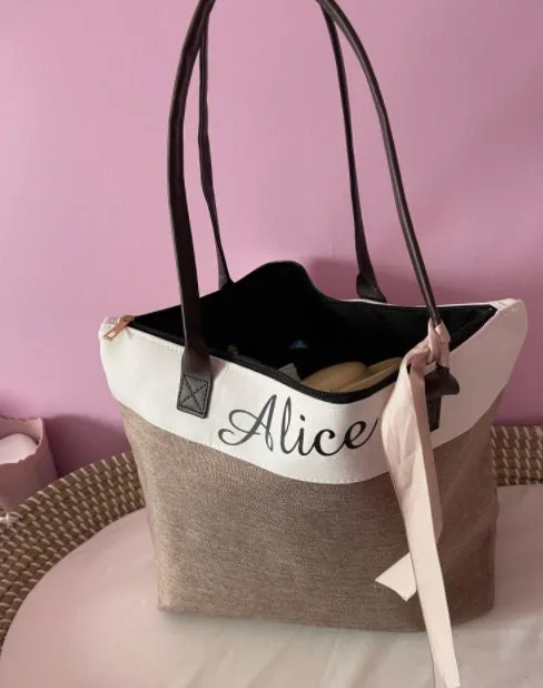 Custom Tote Gift Bags - Personalized Bridesmaid Beach Bag -  Beach Bags - Beach Tote Bag with Name - Wedding Favor Gift - Maid of Honor