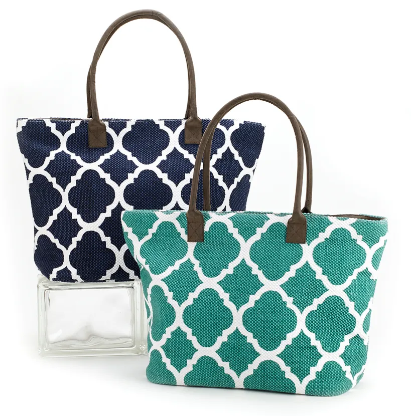 Dhurrie Tote Beach Bag Turquoise