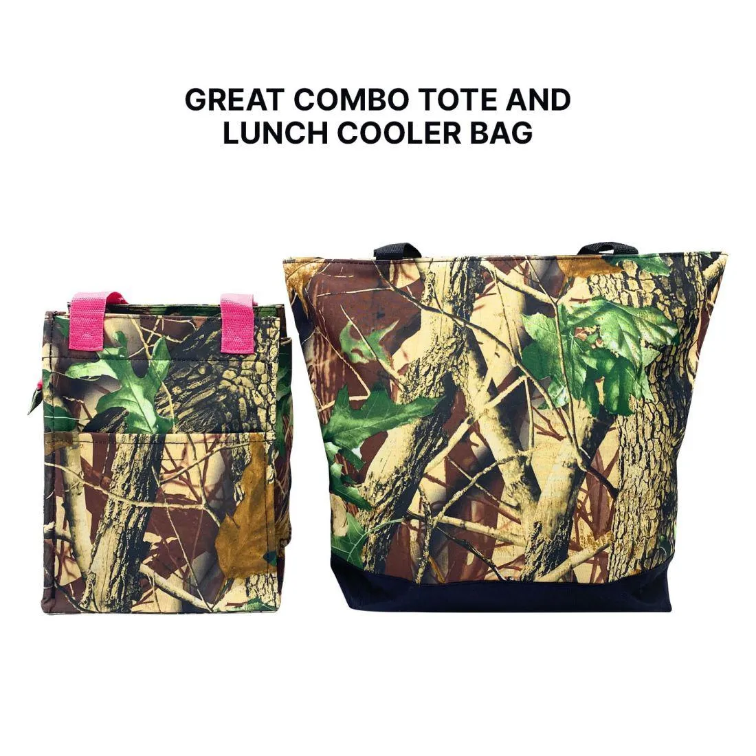 Empire Cove 2 Piece Gift Set Camouflage Large Tote Bag Insulated Lunch Bag Cooler