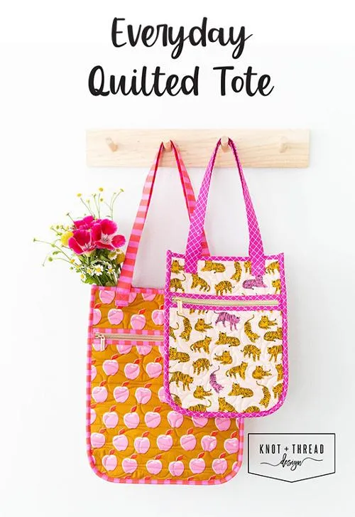 Everyday Quilted Tote Pattern by Knot   Thread Design