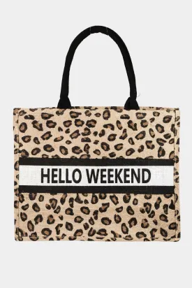 Fame Letter Graphic Leopard Tote Bag