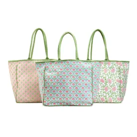 Floral Block Print Tote Bag