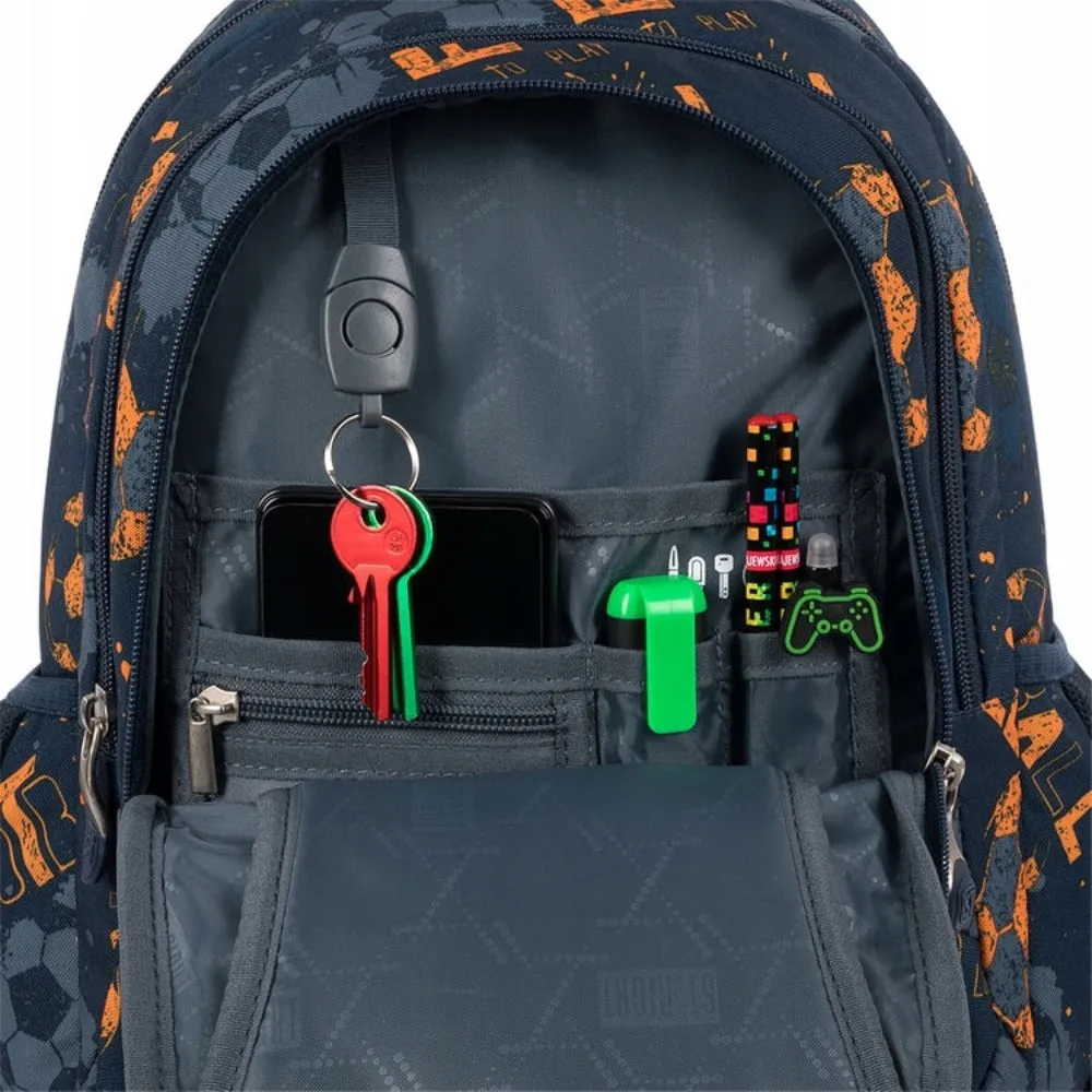 Football-Themed 15-Inch School Bag for Boys