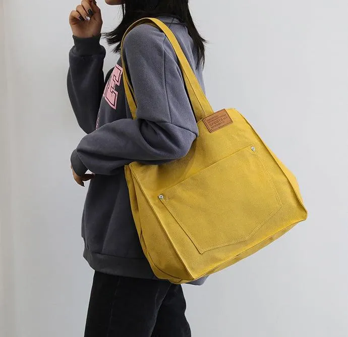 Functional Drawstring Canvas Tote Bag | Shoulder Bag | Hobo Bag