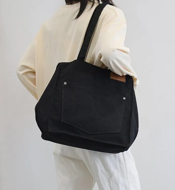 Functional Drawstring Canvas Tote Bag | Shoulder Bag | Hobo Bag