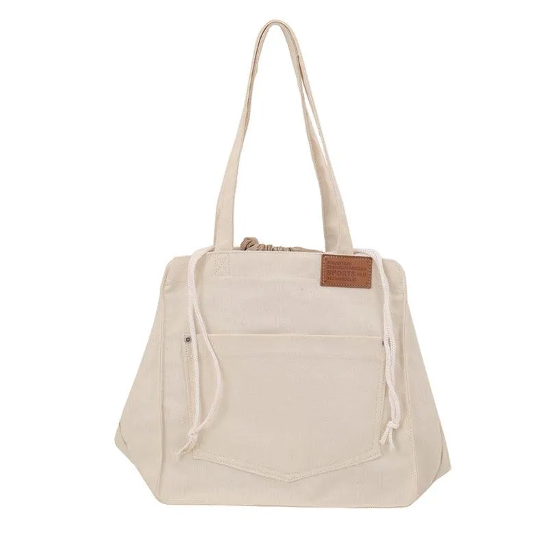 Functional Drawstring Canvas Tote Bag | Shoulder Bag | Hobo Bag