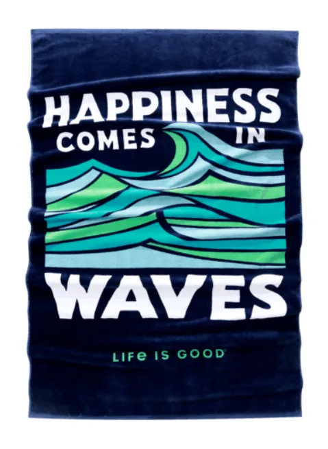 Happiness Waves Beach Towel