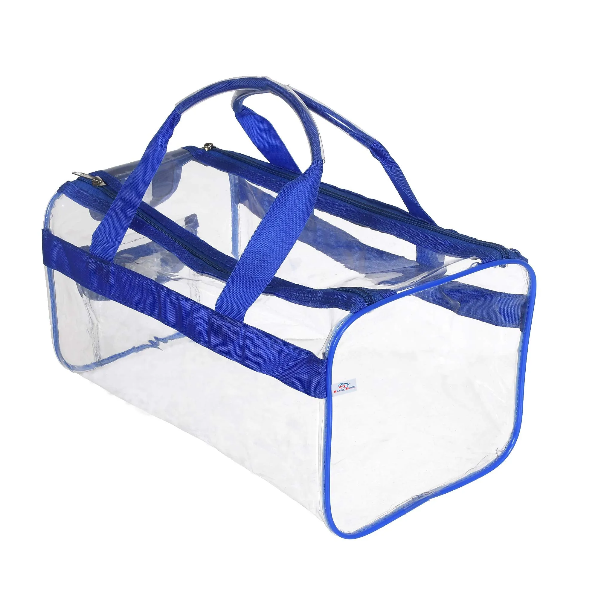 Heart Home Small Size Clear PVC Travel Toiletry Bag Handbag Beach Tote Bag Organizer for Men and Women (Blue) (F_26_HEARTH017013)