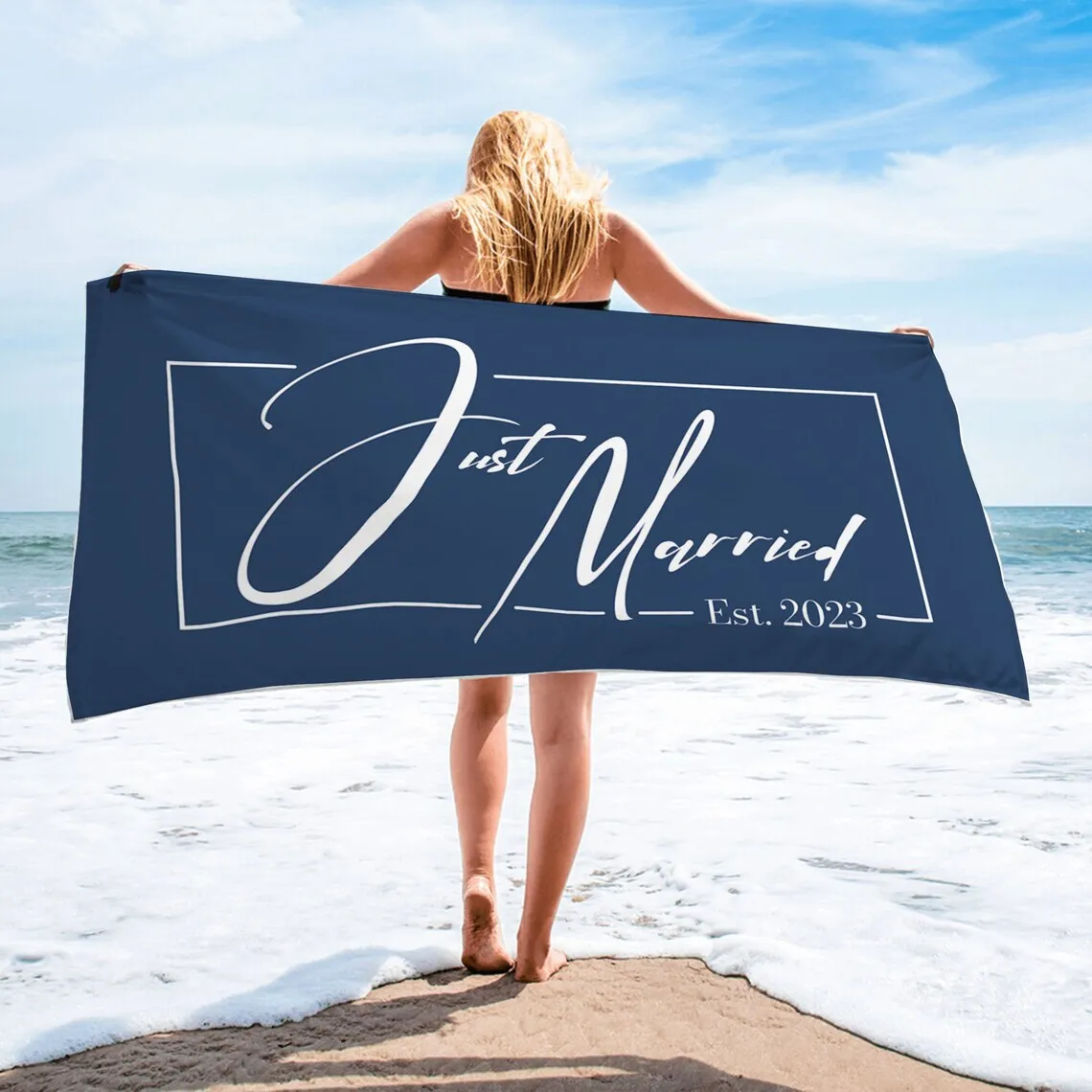 Just Married Beach Towel, His and Hers Newlywed Beach Towels, Custom Mr and Mrs Beach Towels, Personalized Honeymoon Gift, Bridal Shower Gift