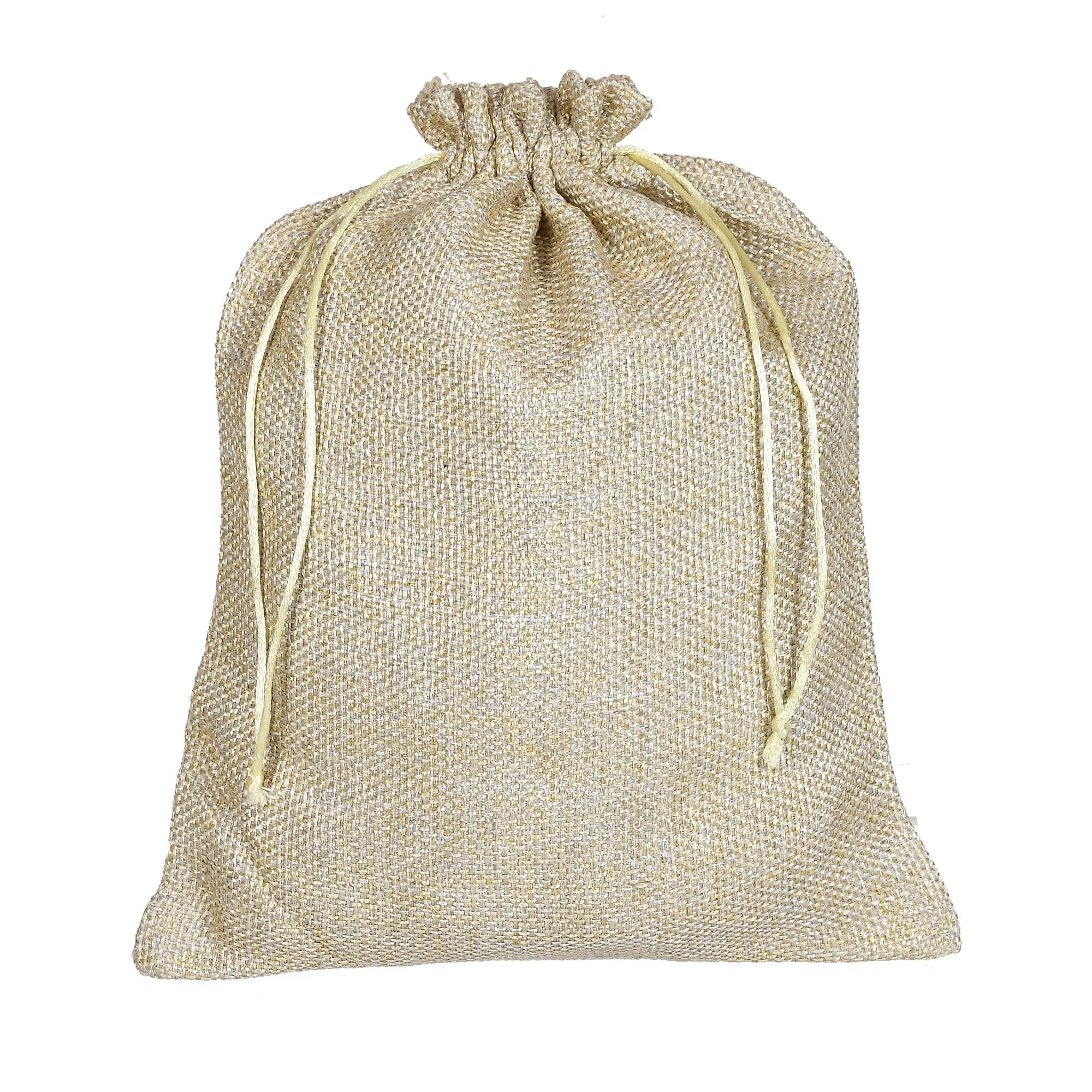 Kuber Industries Jute Large Size Potli Gift Bags Wedding Hessian Jute Large Size Bags Linen Jewelry Pouches with Drawstring for Birthday, Party, Wedding Favors-Pack of 2 (Gold) (HS_36_KUBMART019528)