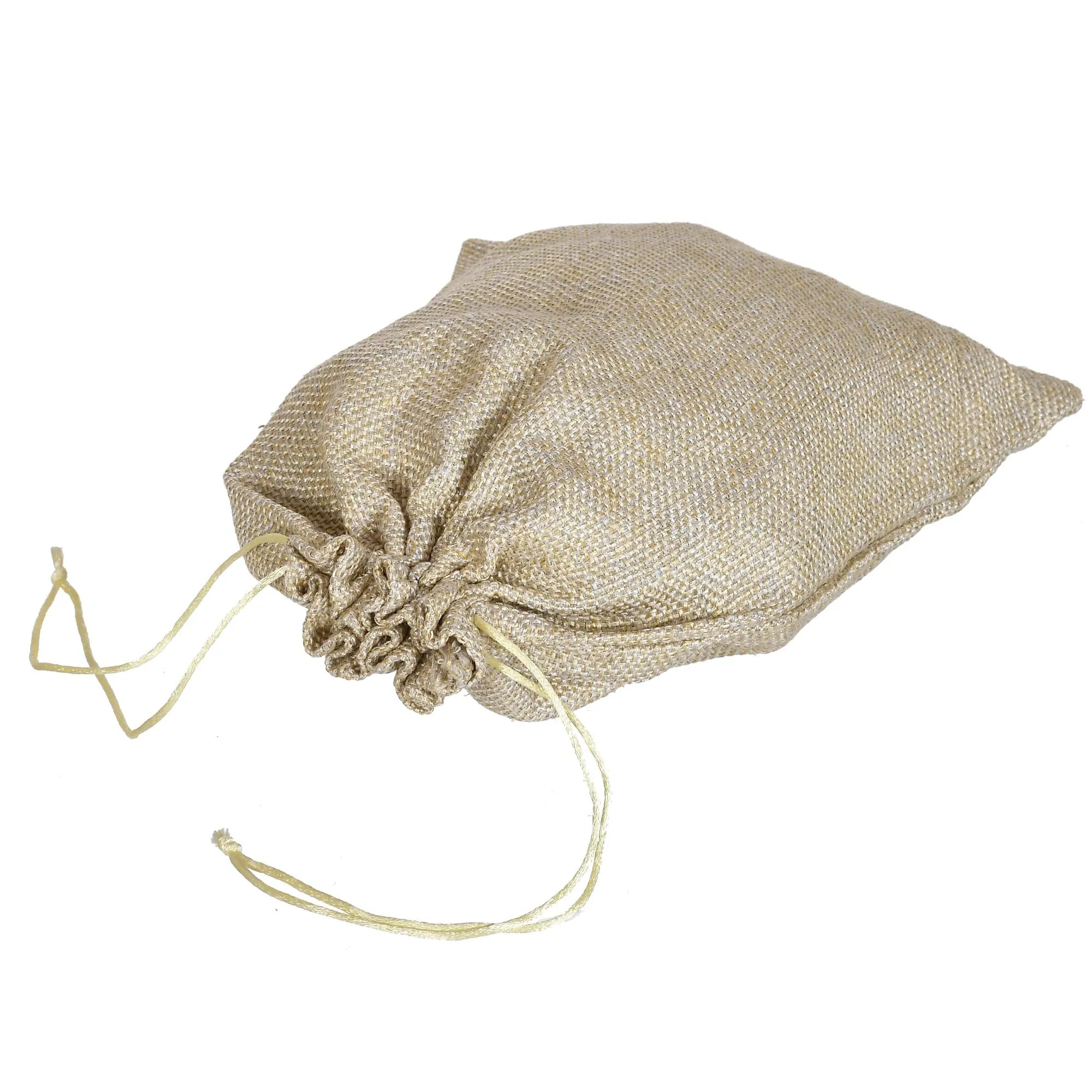 Kuber Industries Jute Large Size Potli Gift Bags Wedding Hessian Jute Large Size Bags Linen Jewelry Pouches with Drawstring for Birthday, Party, Wedding Favors-Pack of 2 (Gold) (HS_36_KUBMART019528)