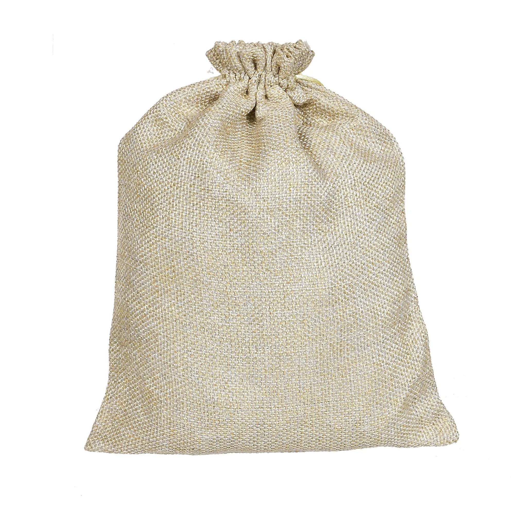 Kuber Industries Jute Large Size Potli Gift Bags Wedding Hessian Jute Large Size Bags Linen Jewelry Pouches with Drawstring for Birthday, Party, Wedding Favors-Pack of 2 (Gold) (HS_36_KUBMART019528)