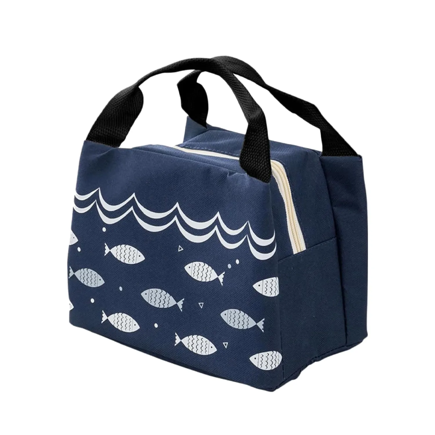 Kuber Industries Pack of 2 Lunch Bag | Lunch Bag for Office | Lunch Bag for College | Reusable Lunch Bag | Lunch Bag for Adults | Tiffin Lunch Bag with Handle | Printed | LYN06-NVY | Navy Blue