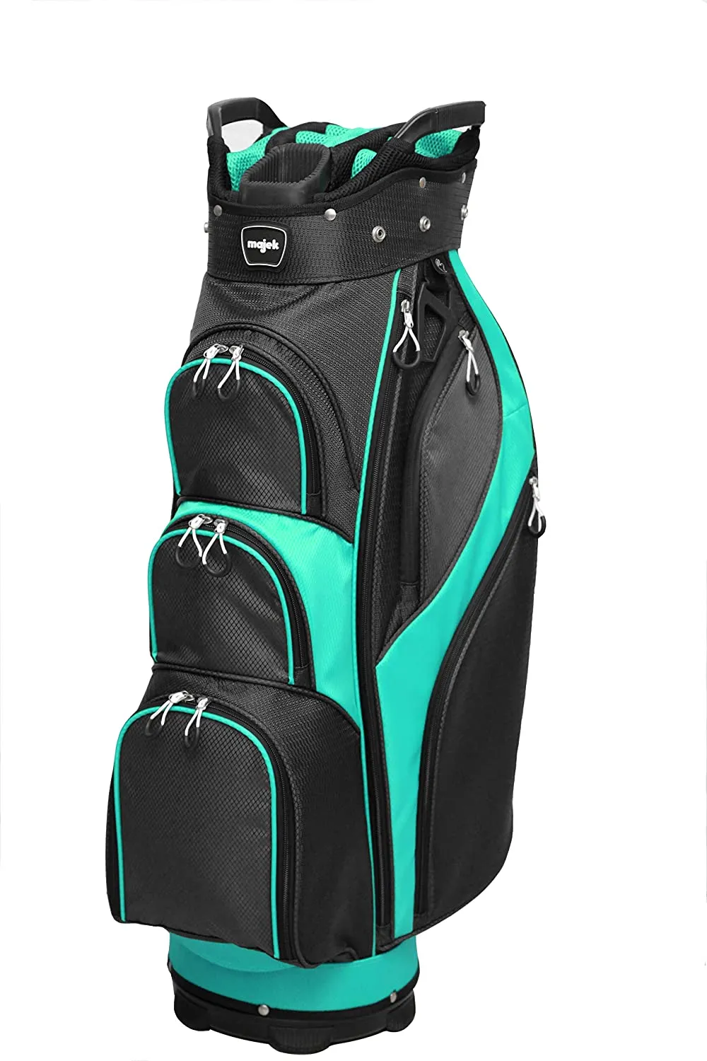 Majek Premium Black Teal Golf Bag 9.5 inch 14-Way Friendly Separator