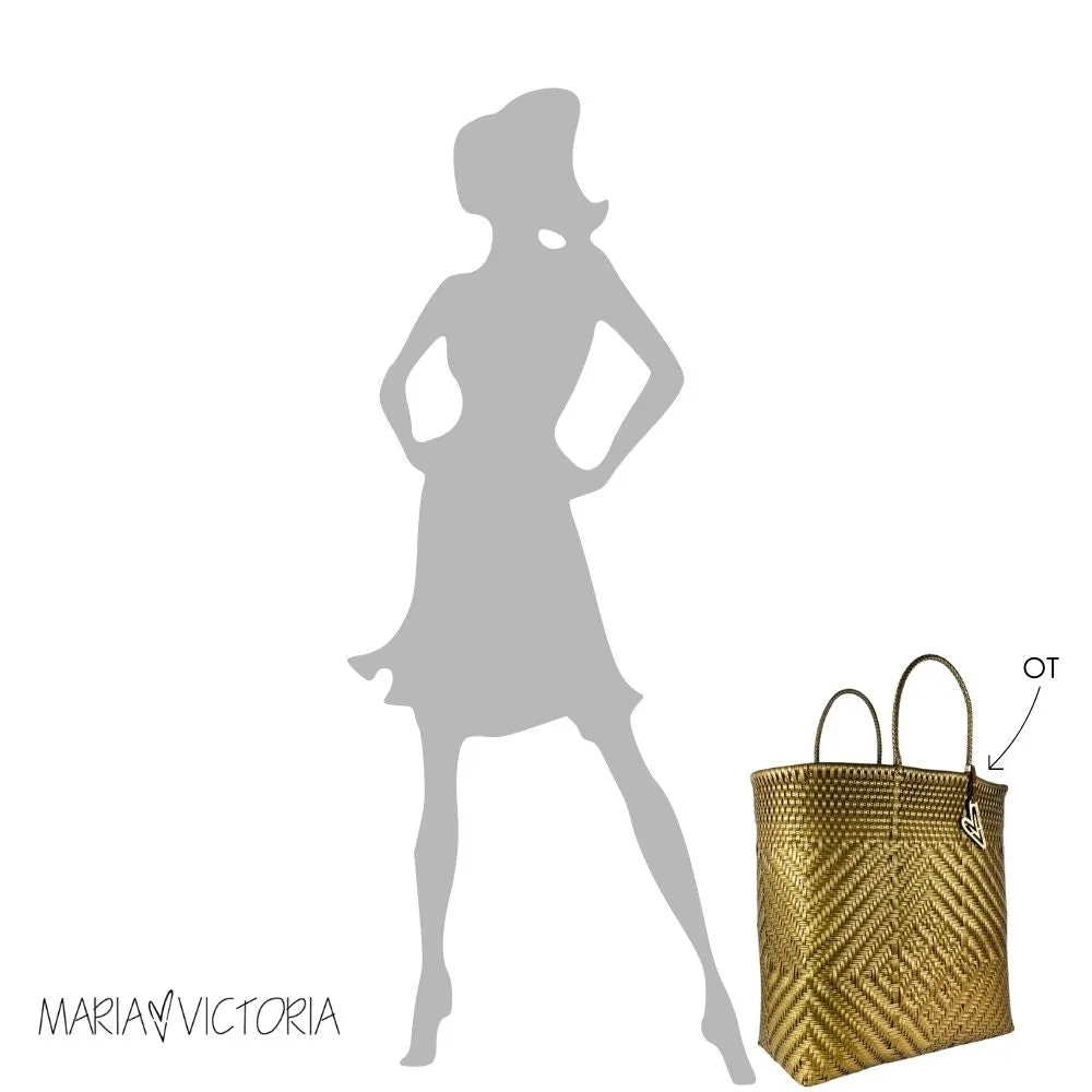 Maria Victoria | Blakely Tote | Upcycled, Handwoven, Black/White/Gold Tote