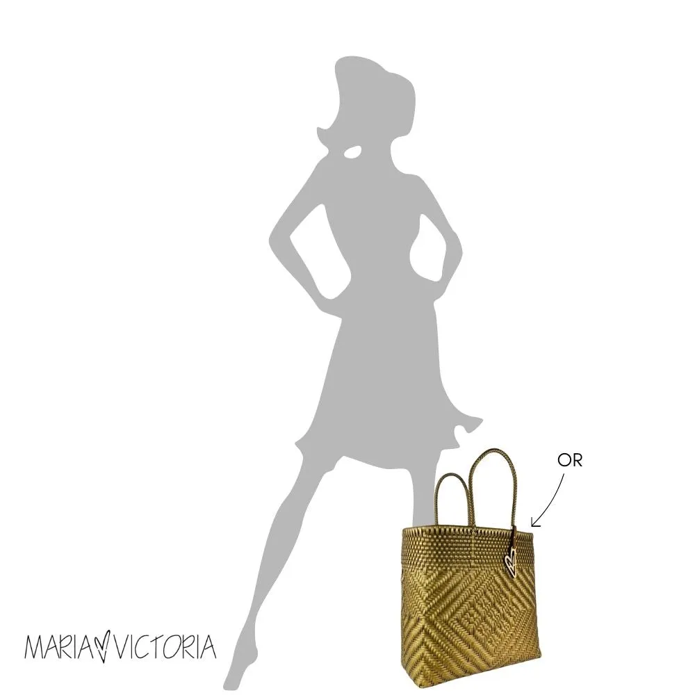 Maria Victoria | Blakely Tote | Upcycled, Handwoven, Black/White/Gold Tote