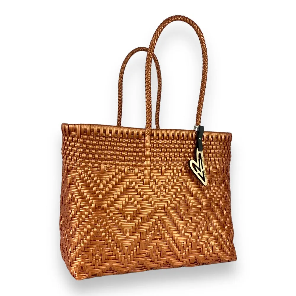 Maria Victoria | Metallic Bronce Tote | Upcycled, Handwoven, Bronze Tote