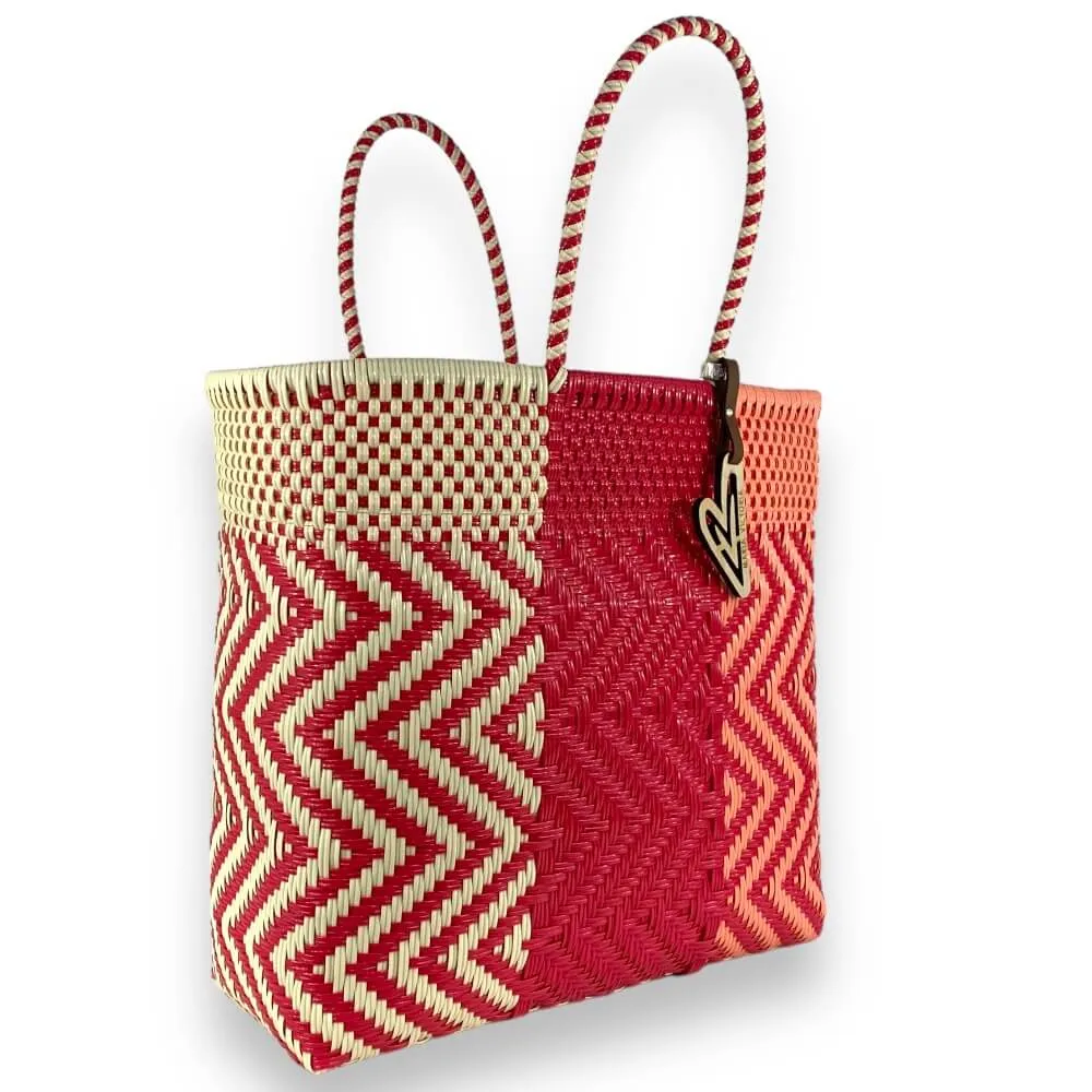 Maria Victoria | Pebbles Tote | Upcycled, Handwoven, Pinks&Ivory Tote