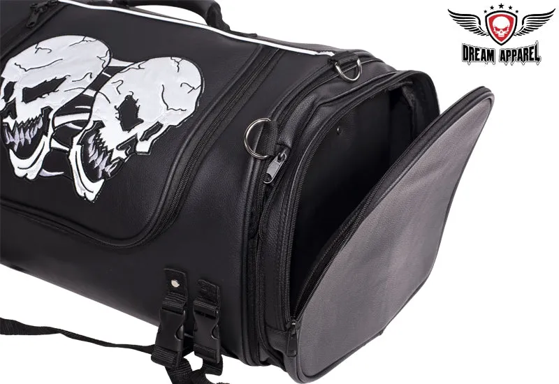 Medium Motorcycle Sissy Bar Bag / Trunk With Skull