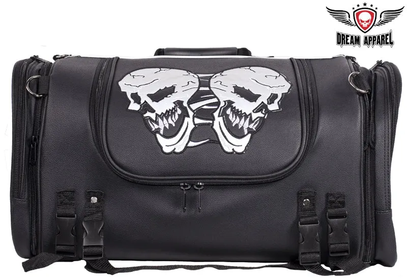 Medium Motorcycle Sissy Bar Bag / Trunk With Skull